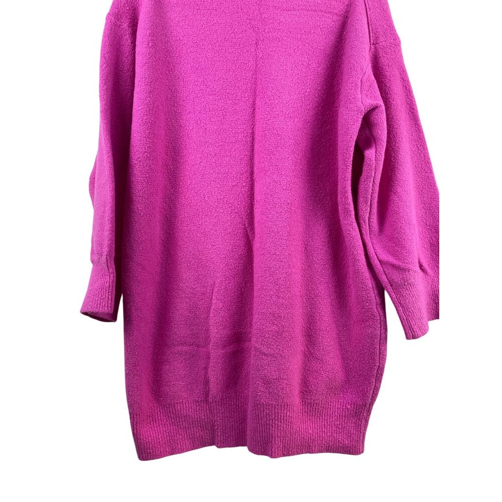 Anthropologie Daily Practice Womens Medium Oversiz Fuschia Boucle Sweater Dress - Picture 9 of 9